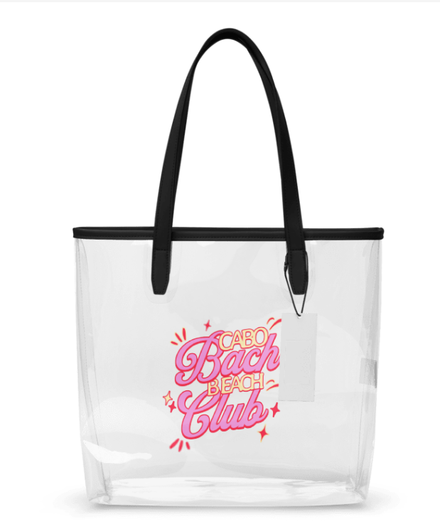 Cabo Bach Beach Club Clear Tote Bag | Bachelorette Beach Bag | Cabo Bridal Party Tote | Destination Bach Welcome Bag-Clear tote bag