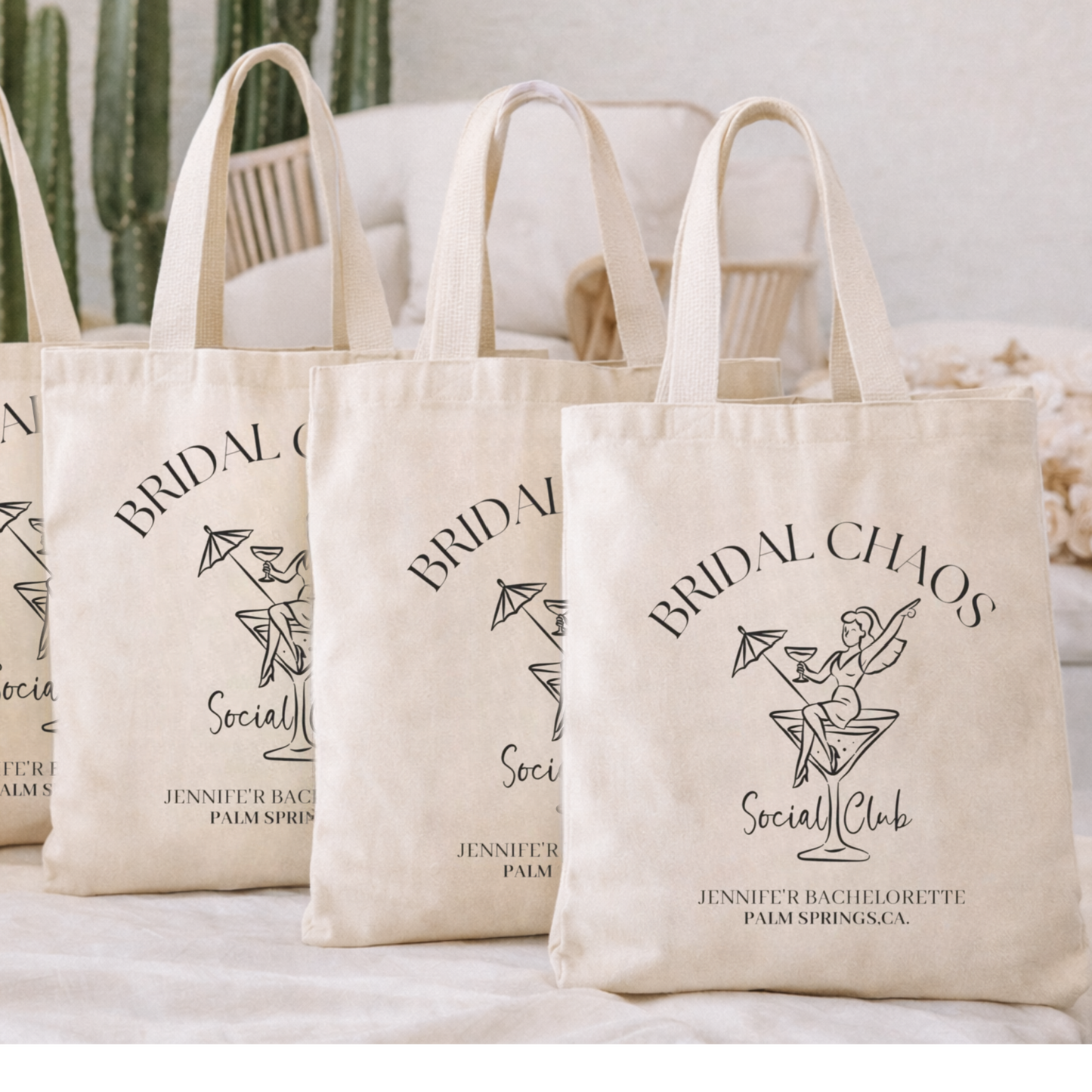 Personalized Bachelorette Tote Bag | Bridal Chaos Weekend Favor