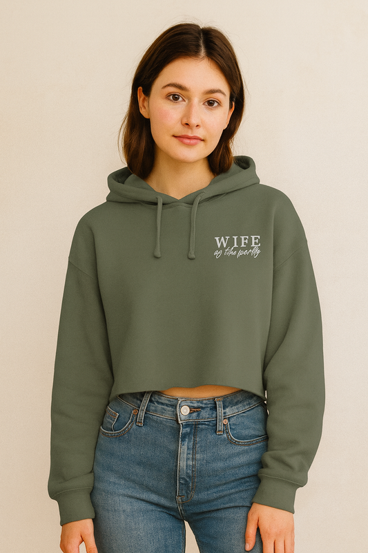 Wife of the Party Cropped Hoodie – Bridal Party Sweatshirt, Bachelorette Sweatshirt, Cute Bride Gift-Crop Hoodie