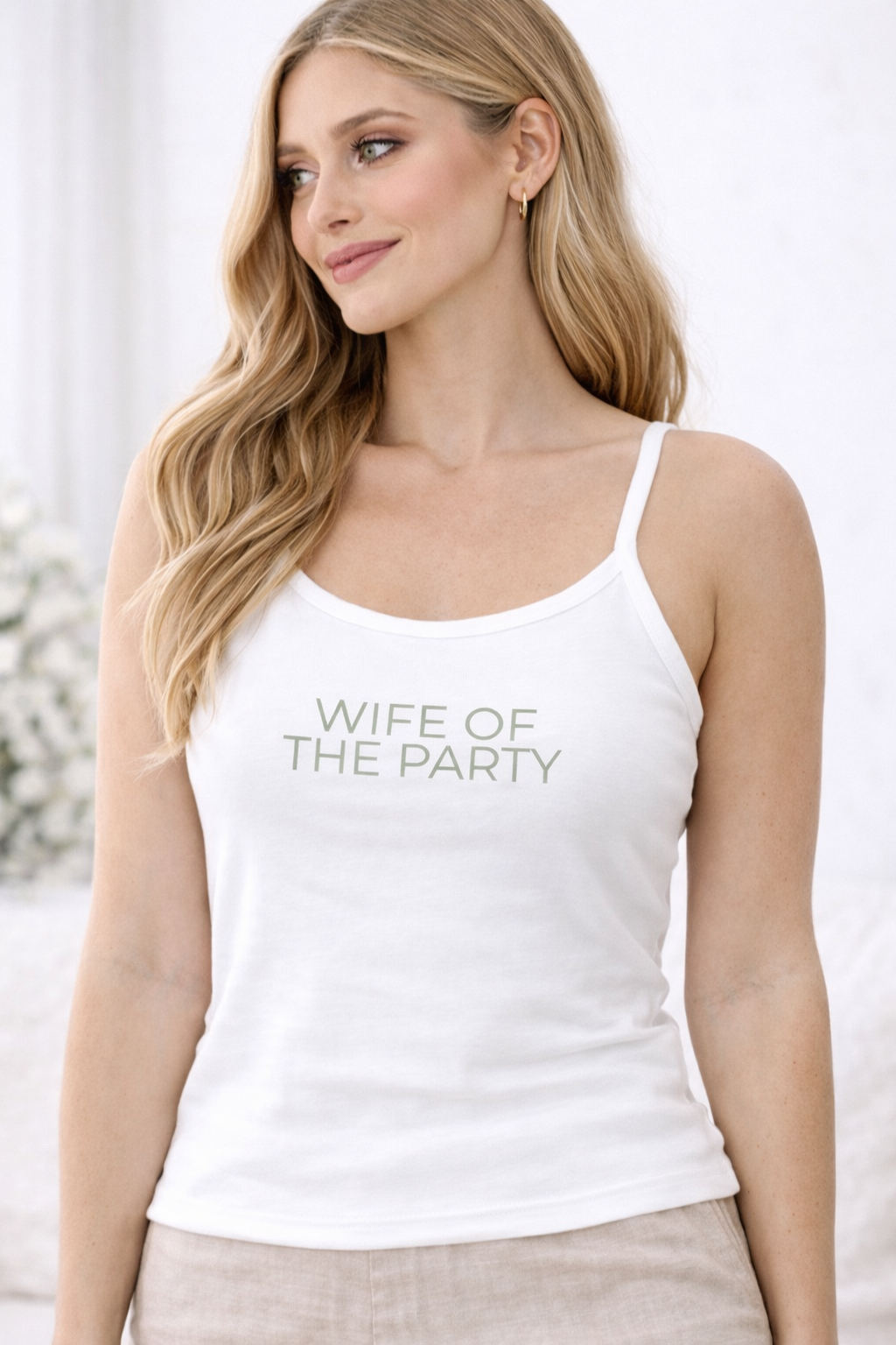 Personalized Wife of the Party Fitted Bridal Tank – Front & Back Date Detail, Women’s micro-rib tank top