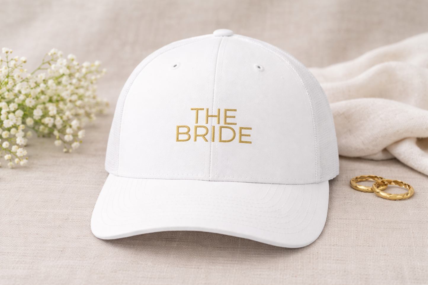 The Bride Embroidered Hat – Minimal Bridal Baseball Cap, Trucker Cap