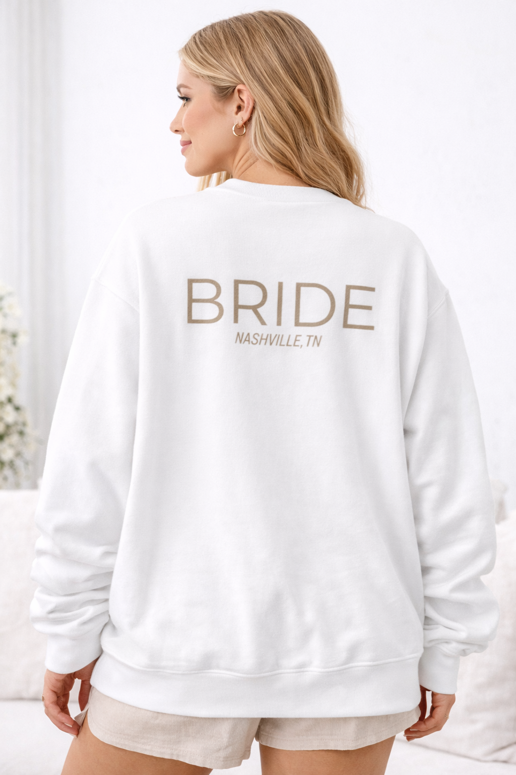Team Bride Oversized Crewneck – Minimal Bridal Sweatshirt, Unisex garment-dyed fleece crewneck sweatshirt
