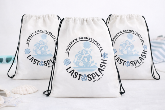 Last Splash Bachelorette Party Drawstring Bag – Miami FL Mermaid Bach Favors | Personalized Beach Bachelorette Gift Bags,Drawstring bag