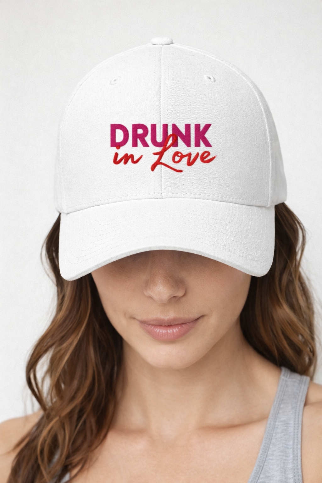 Drunk in Love White Baseball Hat – Bridal & Bachelorette Vibes- Structured Twill Cap