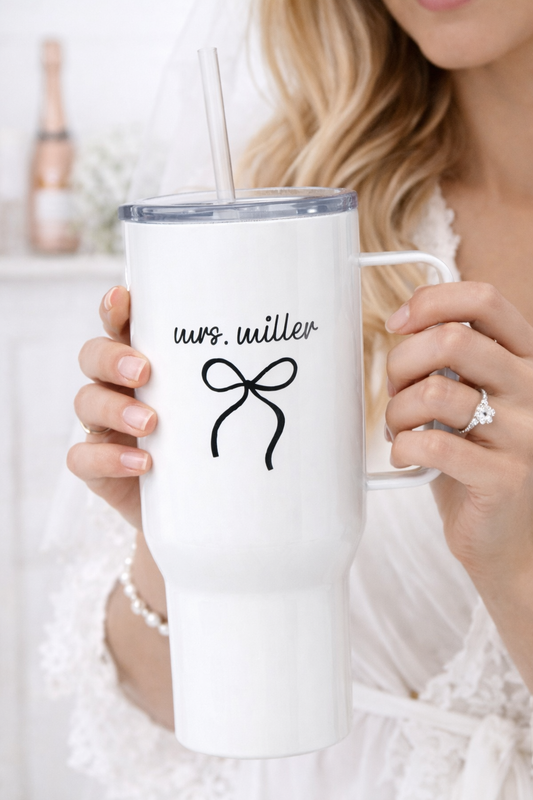 Personalized Bride Tumbler | Mrs Wedding Morning Cup