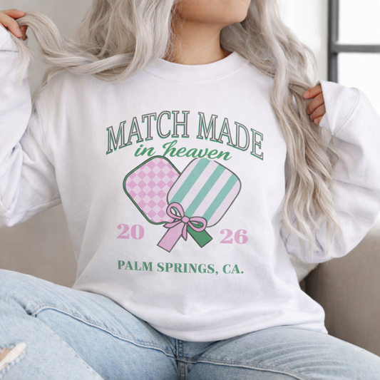 Bride Sweatshirt for Wedding Weekend | Match Made in Heaven Bridal crewneck | Pickleball