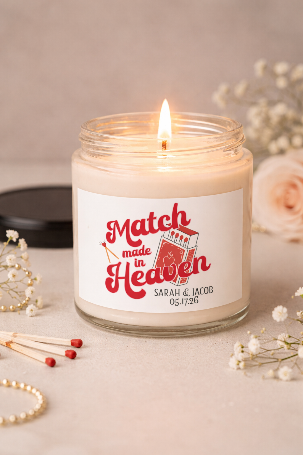 Personalized Wedding Candle | Match Made in Heaven Engagement Gift