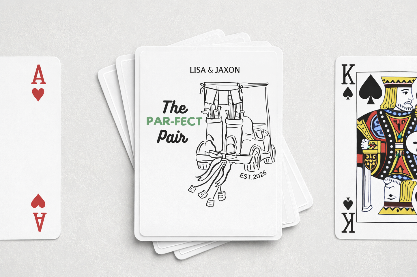Par-Fect Pair Golf Wedding Favor Cards | Personalized Golf Wedding Thank You Cards, Golf Cart Wedding Keepsake-Poker playing cards