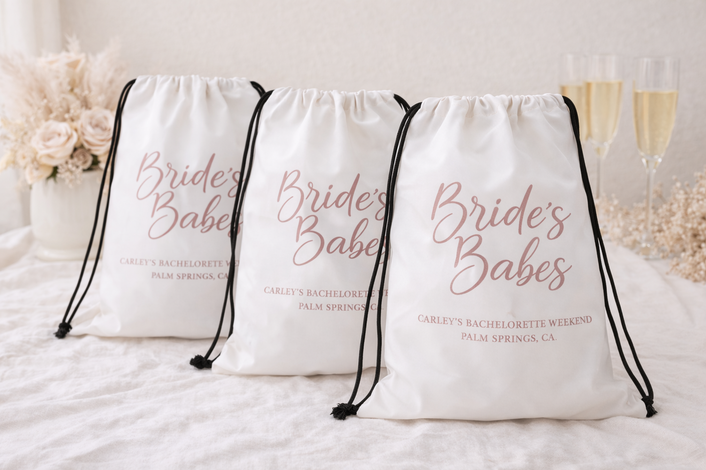 Bride’s Babes Bachelorette Favor Bags | Personalized Drawstring Bags