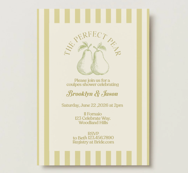 The Perfect Pear Couples Bridal Shower Invitation