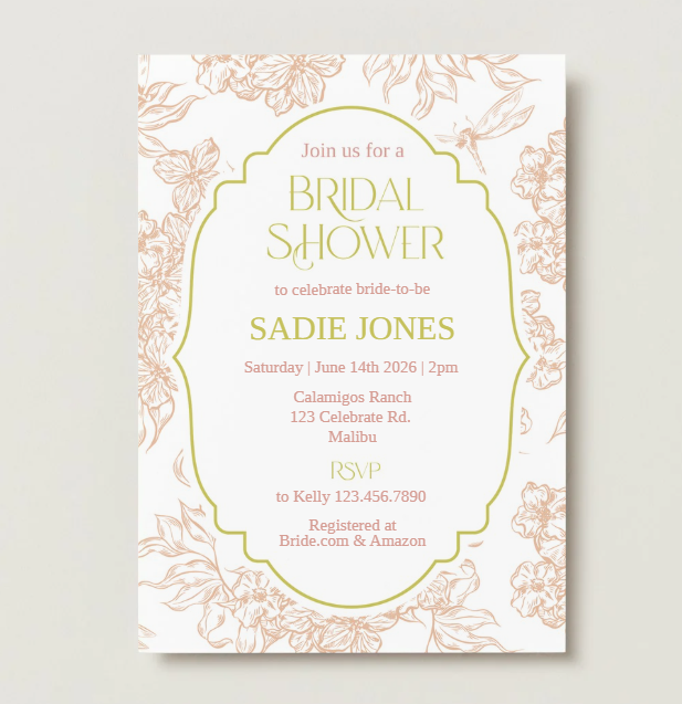 Elegant Botanical Bridal Shower | Minimalist Floral Invitation