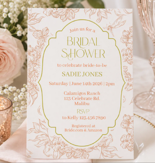 Elegant Botanical Bridal Shower | Minimalist Floral Invitation