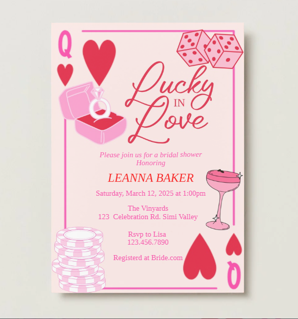 Lucky in Love, Bridal Shower, Lucky, Invitation