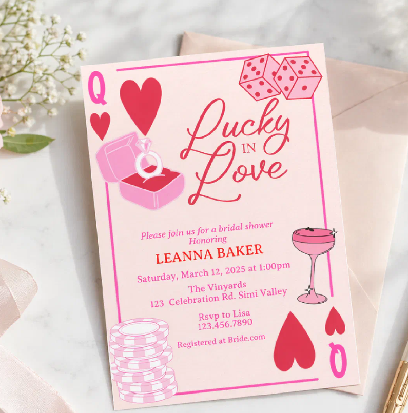 Lucky in Love, Bridal Shower, Lucky, Invitation
